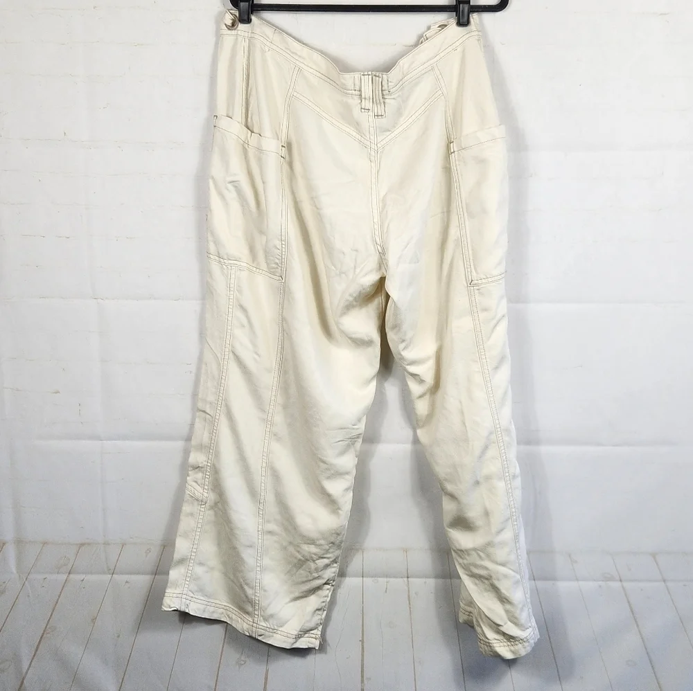 Free People We The Free Boho Slouchy Dunes Wide-Leg Jeans Pants in Ecru Cream 26